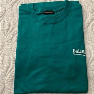 Balenciaga: Logo Printed Tee Green